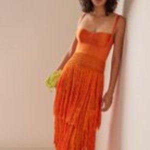 Alejandra Alonso Rojas Fringed Silk Crochet Maxi Dress
